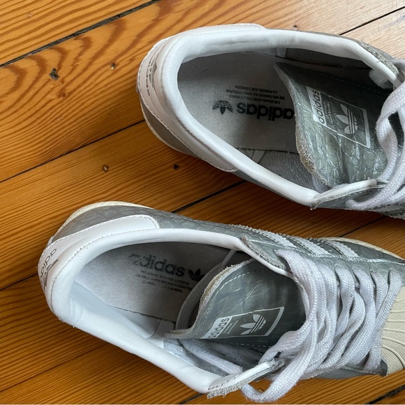 Adidas Superstar Leather Low Top Sneakers Wonder Silver Sz 7.5 - Picture 6 of 8